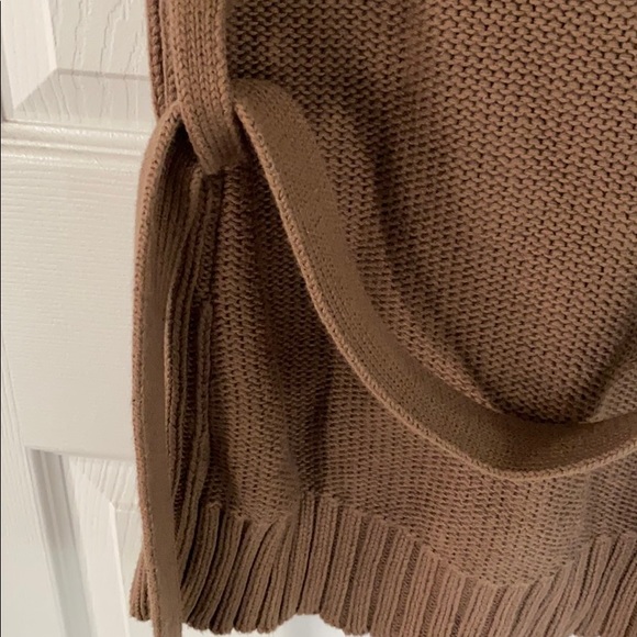 cable knit duster belted cardigan hood L (12) - Picture 3 of 4